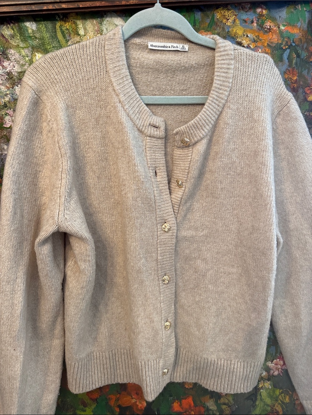 Abercrombie & Fitch Light Cream Button-Up Knit Cardigan - Picture 4 of 5